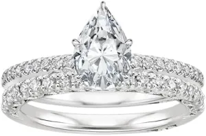 1 CT Pear Cut Colorless Moissanite Engagement Ring Set, Tacori Wedding/Bridal Sets, 925 Sterling Silver, Anniversary Ring Pave Set, for Women, 10K/14K/18K/22K Gold