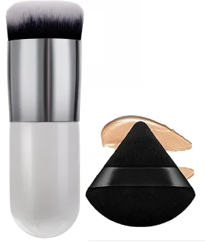 1 Round Foundation Makeup Brush, Pure Cotton Powder Puff, Triangle Wedge Shape Designed for Contouring, Under Eyes and Corners Loose Powder Mineral Powder Body Powder Makeup Tool