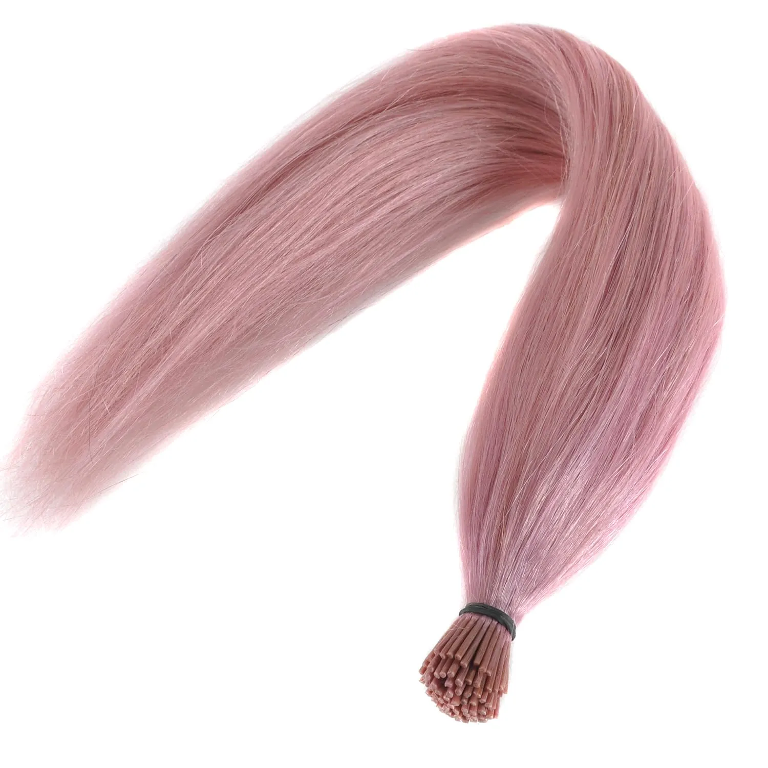 10 Strands/lot Colored I Tip Human Hair Extension For Women Girls Gift Cosplay Dress Up Party Feather Hair Extensions With Micro Beads And Pulling Needle And Pliers (20INCH, Dark Pink)