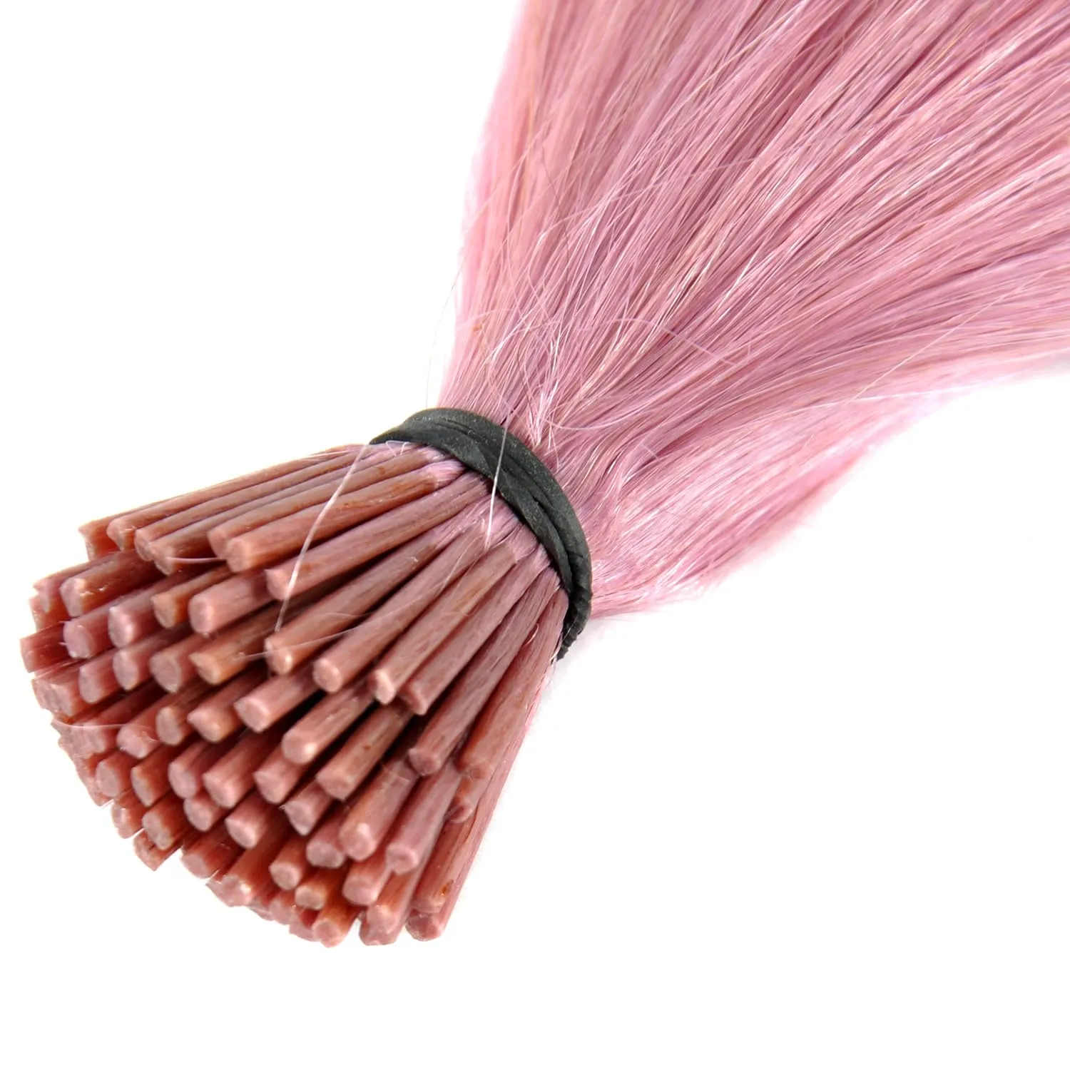 10 Strands/lot Colored I Tip Human Hair Extension For Women Girls Gift Cosplay Dress Up Party Feather Hair Extensions With Micro Beads And Pulling Needle And Pliers (20INCH, Dark Pink)