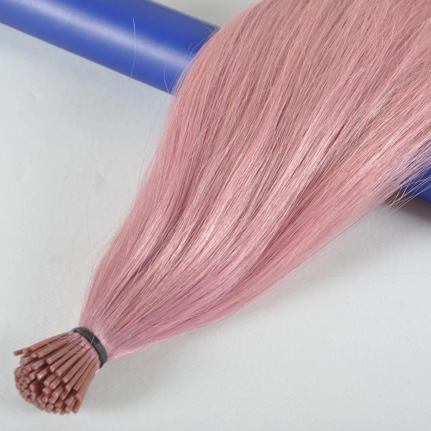 10 Strands/lot Colored I Tip Human Hair Extension For Women Girls Gift Cosplay Dress Up Party Feather Hair Extensions With Micro Beads And Pulling Needle And Pliers (20INCH, Dark Pink)