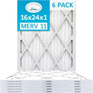 16x24x1 Air Filter MERV 11 (6-Pack) TRION Air Bear Pleated HVAC Air Filter Replacement (Actual Size: 15.50 x 23.50 x 0.75 Inches)