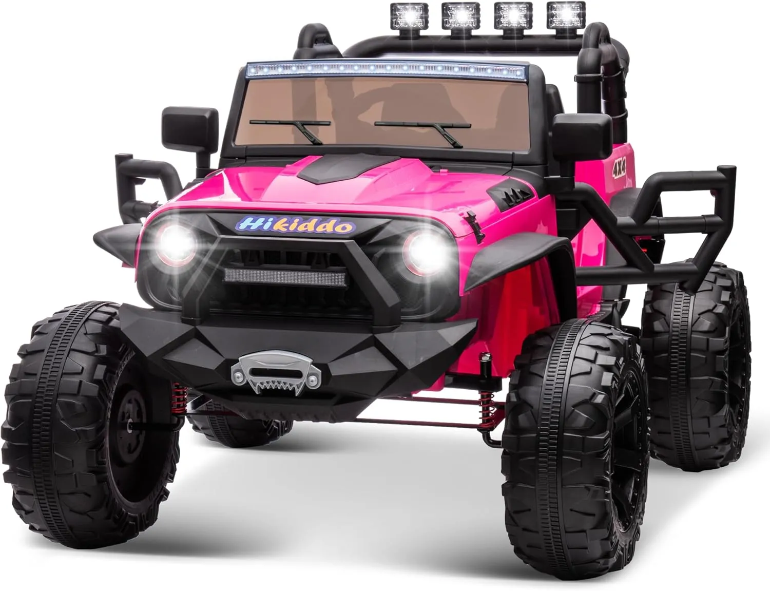 24V 9Ah Ride on Toy for Big Kids, 4WD 2 Seater Ride-on Truck Car Kids Electric Vehicle w/Remote Control, 4x200W Motor, 4Mph Max Speed - Rose Pink