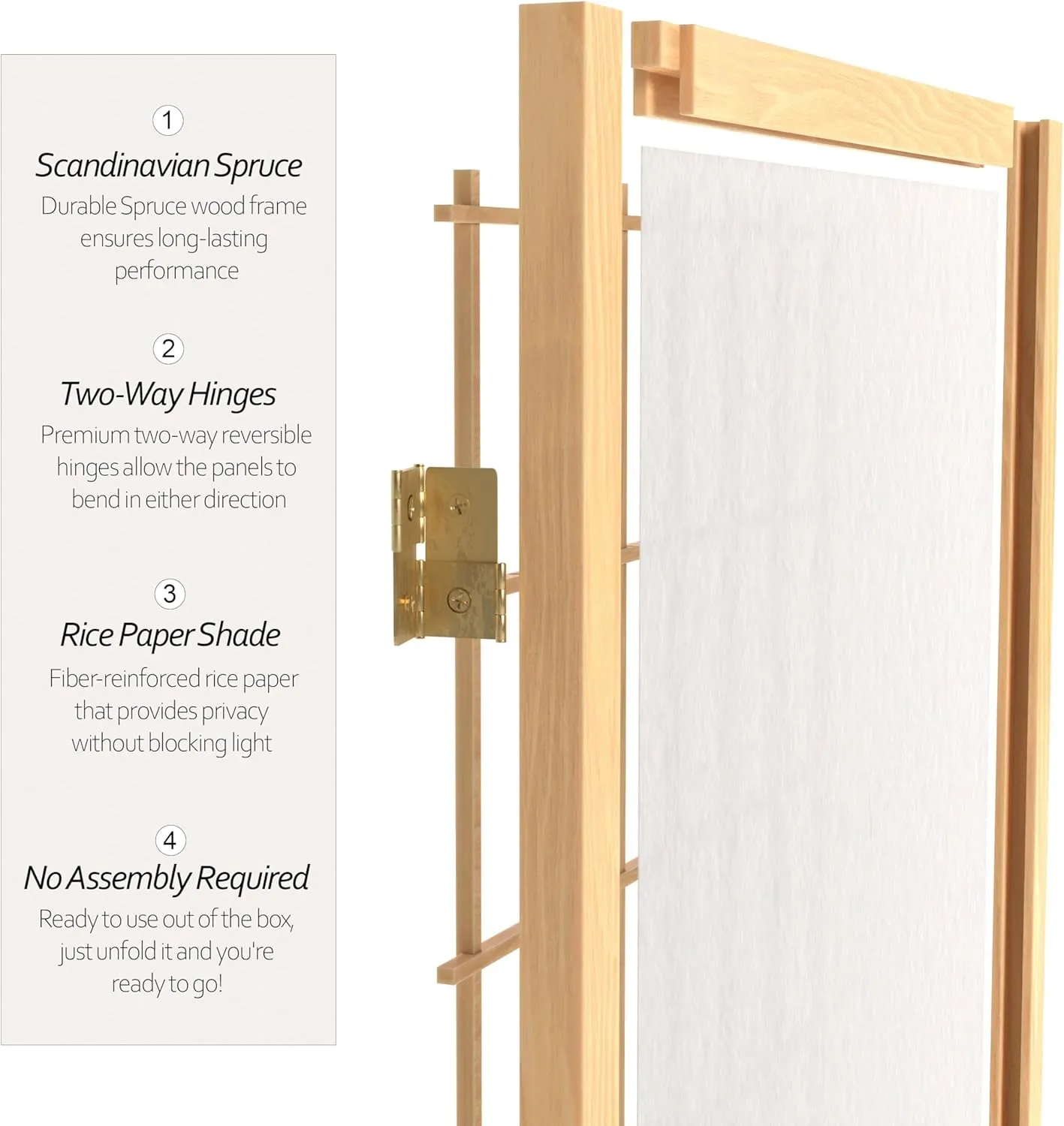 3 ft. Short Window Pane Shoji Screen - Natural - 6 Panels
