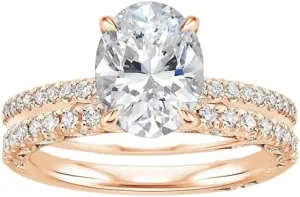 4 CT Oval Cut Colorless Moissanite Engagement Ring Set, Tacori Wedding/Bridal Sets, 925 Sterling Silver, Anniversary Ring Pave Set, Holiday Gift for Women, 10K/14K/18K/22K Gold