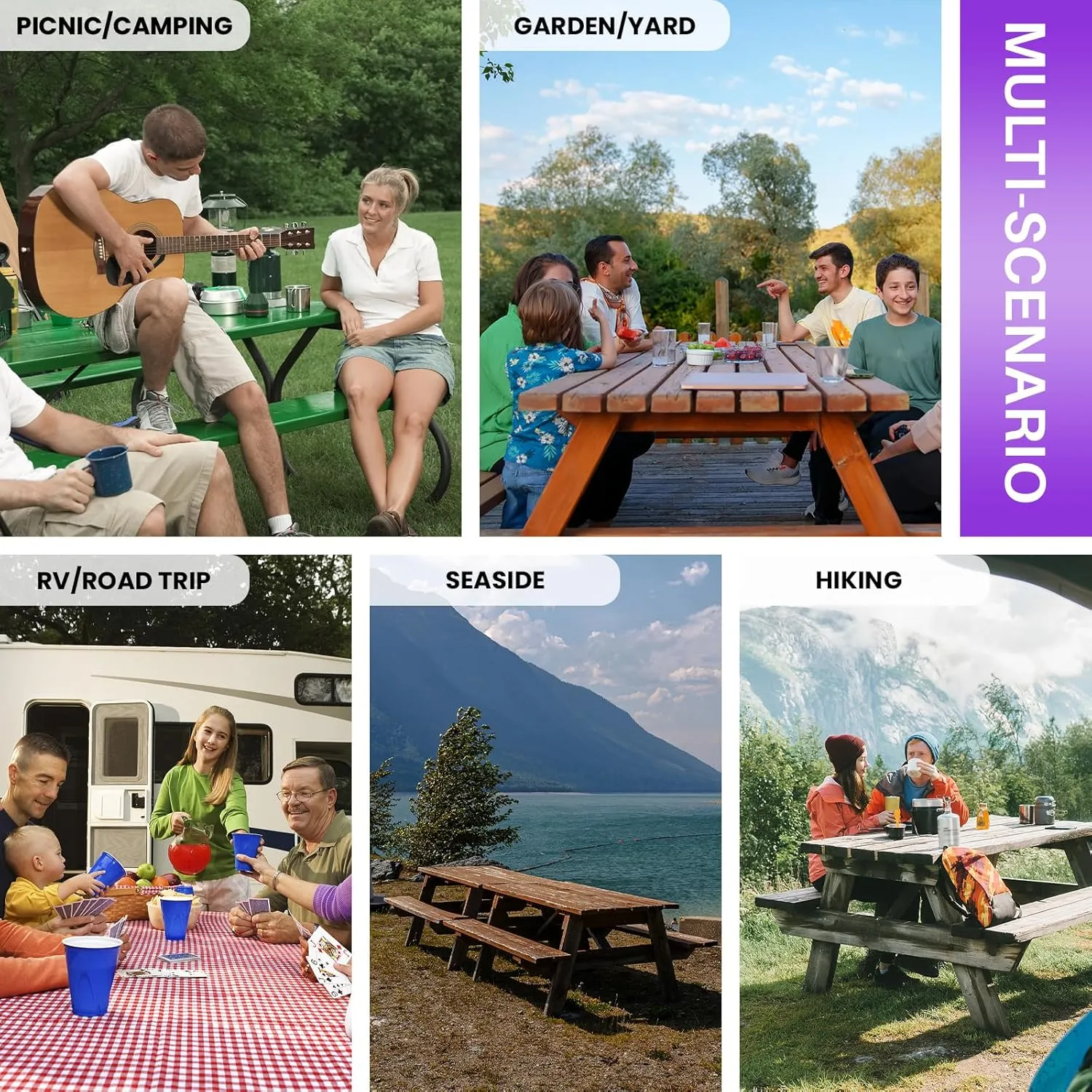 72x30 Picnic Table Cover with Bench Covers Reusable Polyester Camping Tablecloths for Outdoors Camp Trailer Stuff Traveling Road Trip Necessities Retirement Boho Summer Fall Party Decorations
