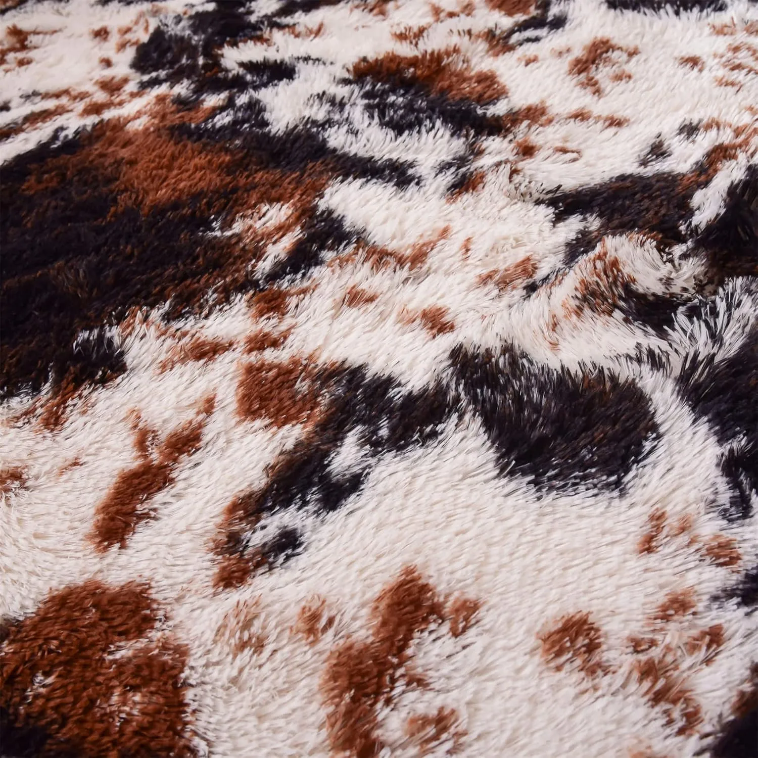 Aimuan Cute Cow Print Rug Fun, Animal Hide Carpet Fun Faux Cowhide Area Rug Nice for Nursery Decorating Kids Room (Coffee-Black, 3x5)