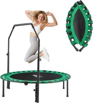 AOTOB 40/48” Fitness Trampoline for Adult, Max Load 450 LBS Foldable Mini Trampoline with Durable Bungees, Small Rebounder Exercise Trampoline for Workout for Quiet and Safely Cushioned Bounce