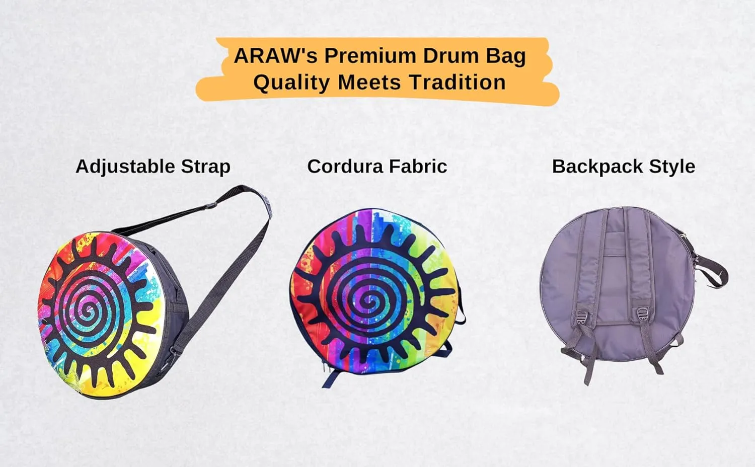 ARAW Shamanic Drums Bag, Bodhran Drum Bag, Handmade Frame Drum Bag, Hand Drum Protection (18 Inches X 3 Inches)