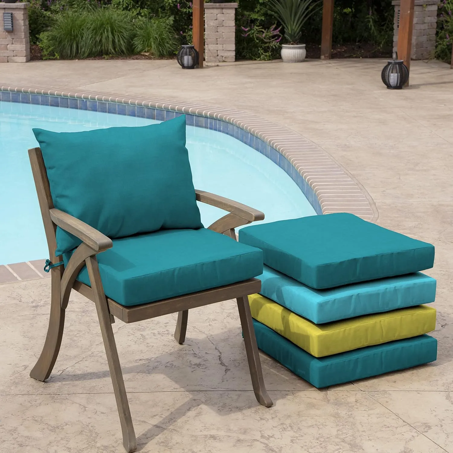 ARDEN Outdoor Dining Chair Cushion, 21 x 21, Rain-Proof, Fade Resistant 21 x 21, Lake Blue Leala
