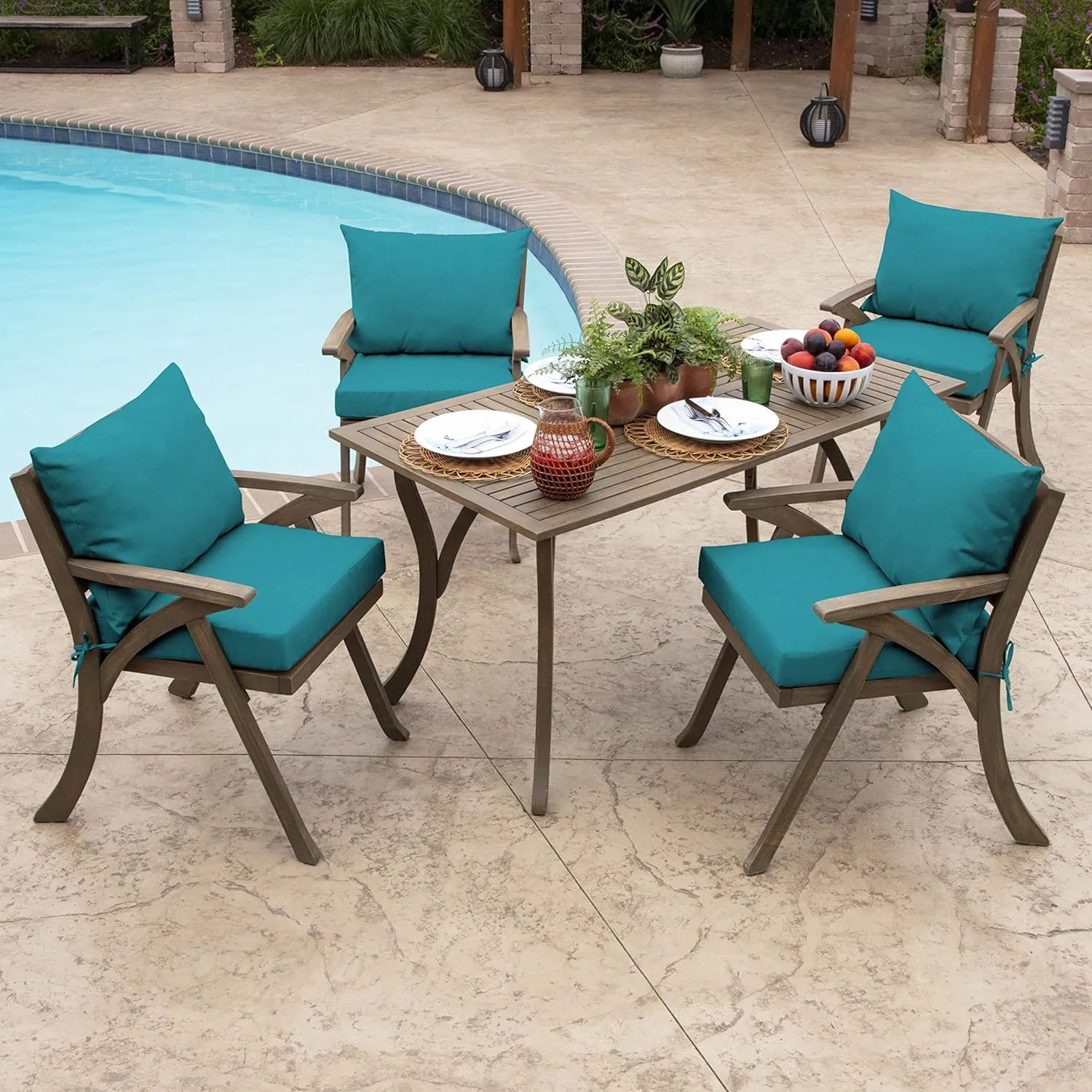 ARDEN Outdoor Dining Chair Cushion, 21 x 21, Rain-Proof, Fade Resistant 21 x 21, Lake Blue Leala
