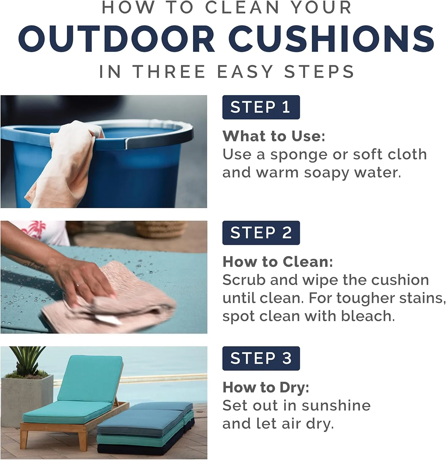ARDEN Outdoor Dining Chair Cushion, 21 x 21, Rain-Proof, Fade Resistant 21 x 21, Lake Blue Leala