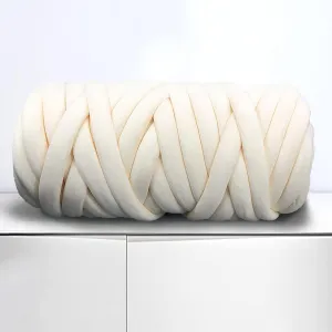 Arm Knitting Yarn for Chunky Braided Knot Throw Blanket DIY, Soft Extra Cotton Washable Tube Bulky Giant Yarn for Weave Craft Crochet (Milk White 2.2lb)