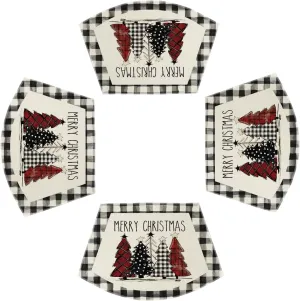 Artoid Mode Christmas Trees Wedge Shape Placemats for Round Table Set of 4, Winter Seasonal Kitchen Dining Table Decoration for Indoor Party Home