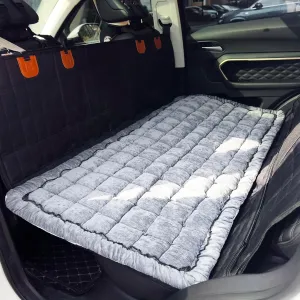Backseat Pet Bed Mat, Plaid Dog Bed for Car Back Seat, Furry Dog Covers for Loveseats, Non-Slip Travel Dog Bed, Custom Fit for Backseat Extenders and Seat Covers (Grey, 24.8x54 inch)