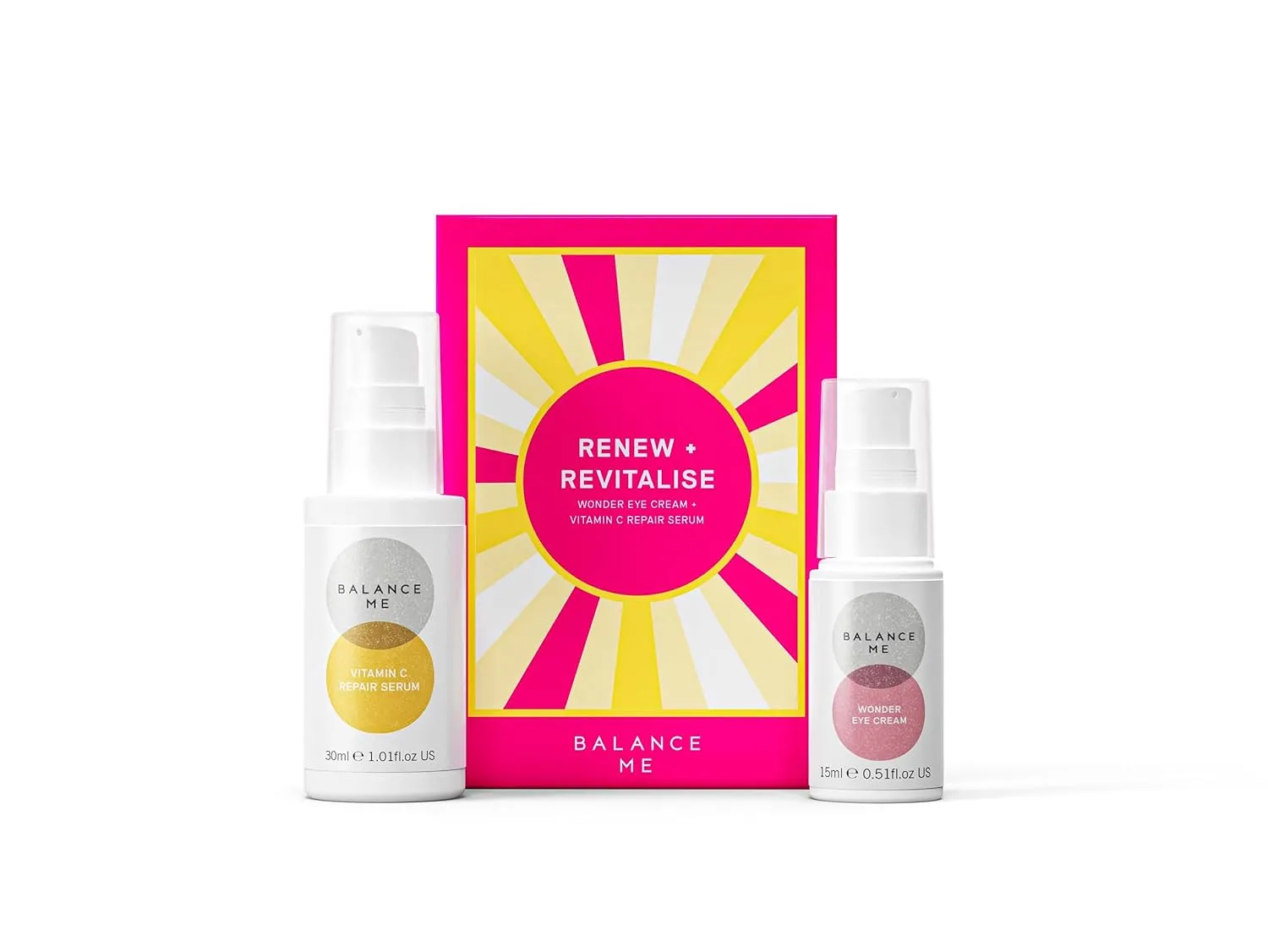 Balance Me Renew   Revitalise Skin Care Set, Includes Vitamin C Repair Serum & Wonder Eye Cream, Skin Care Kit with 2 Award Winning Products