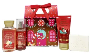 Bath & Body Works Bright Christmas Morning - Mini Gift Set - Fine Fragrance Mist, Body Cream and Body Wash With a Natural Oats Sample Soap