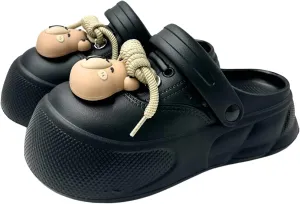 Bear Design Clogs, Women's Sizes 5-9, Black, 2 Inch Platform