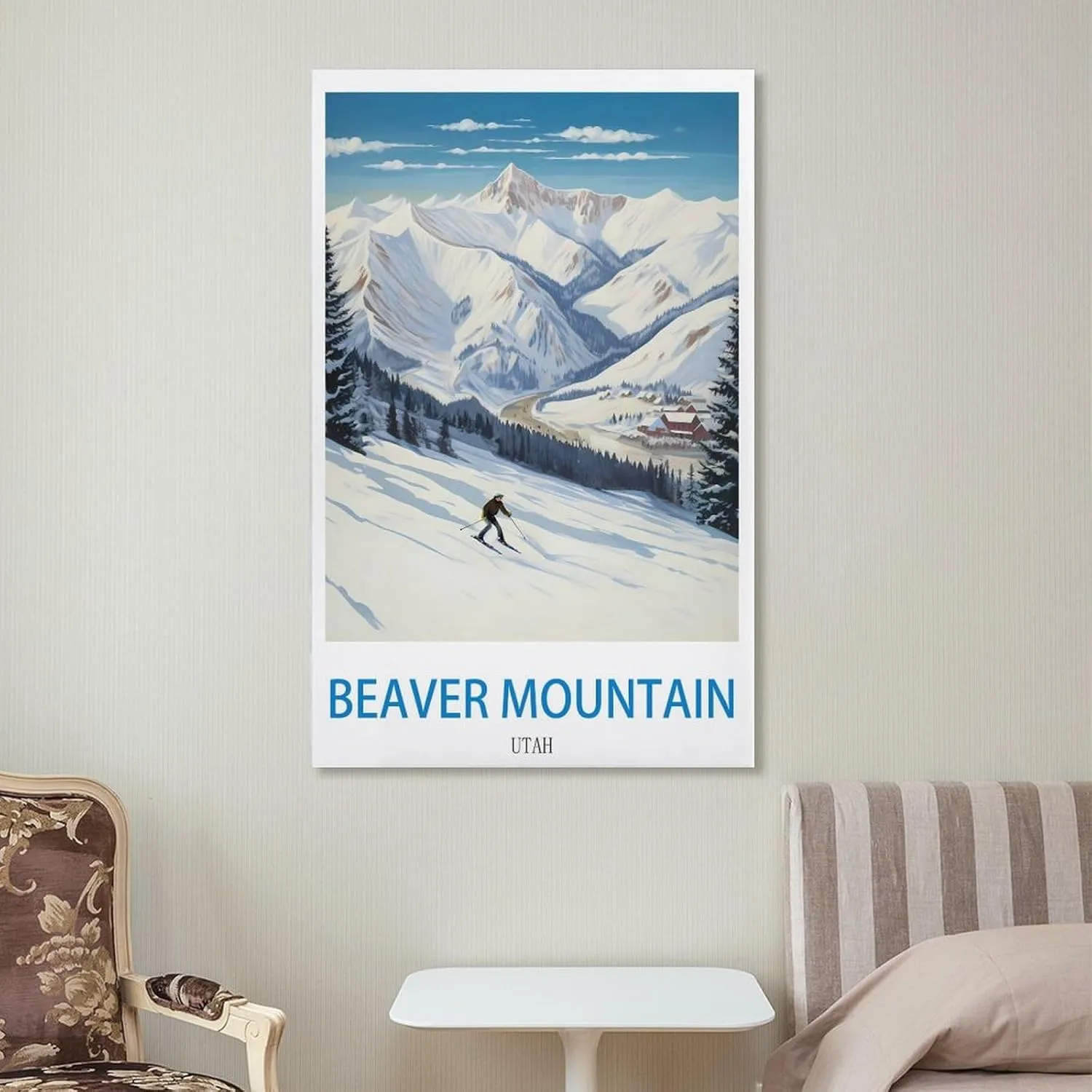 Beaver Mountain Utah Travel Poster Print Canvas Wall Art for Bedroom Living Room HD Print Posters 20x30inch(50x75cm)