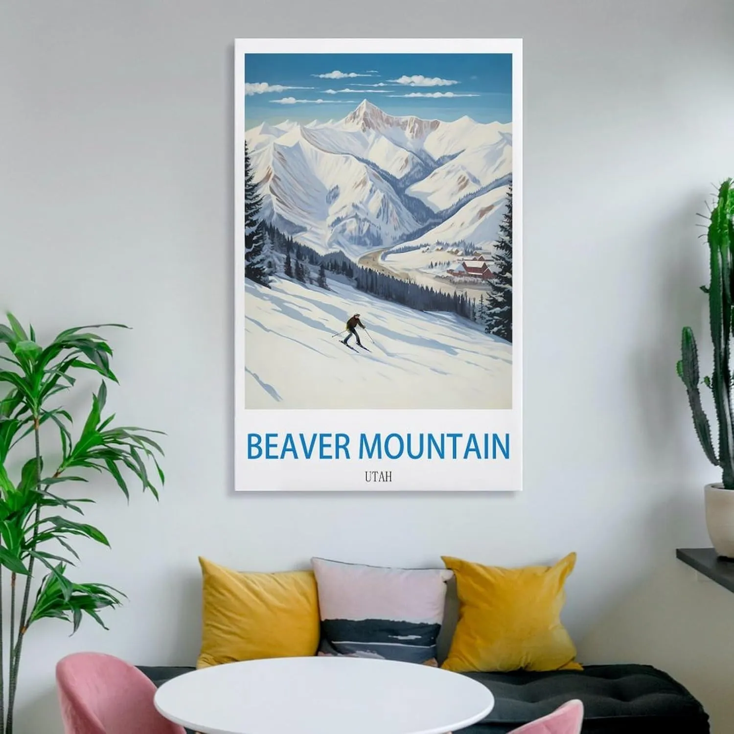 Beaver Mountain Utah Travel Poster Print Canvas Wall Art for Bedroom Living Room HD Print Posters 20x30inch(50x75cm)