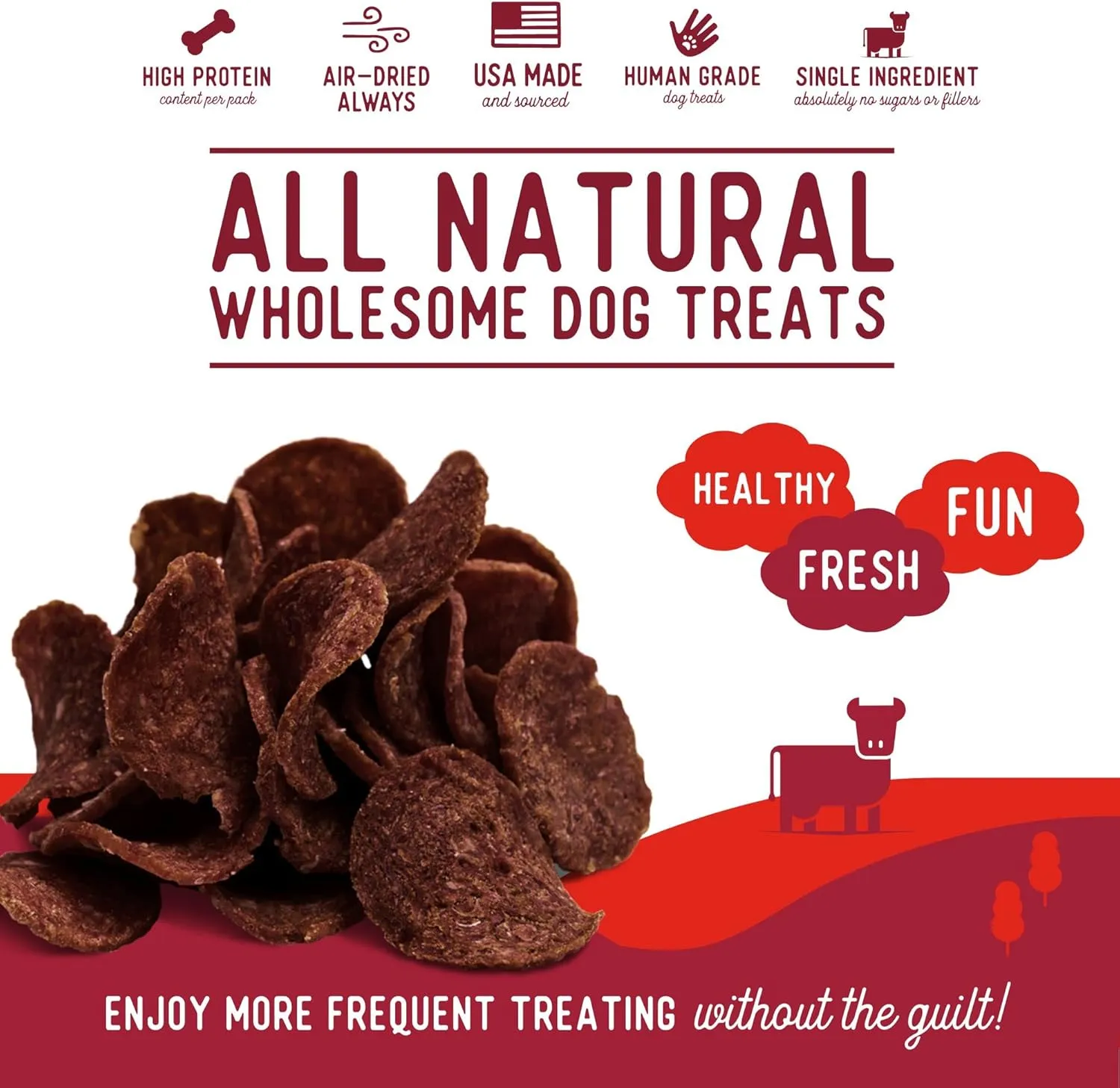 Beg & Barker Beef Chips for Dogs (8 Ounce, Pack of 1) - Single Ingredient Dog Treats Made for Large & Small Dogs Protein Human Grade Dog Treats Made from Real Meat Beef, Made in USA