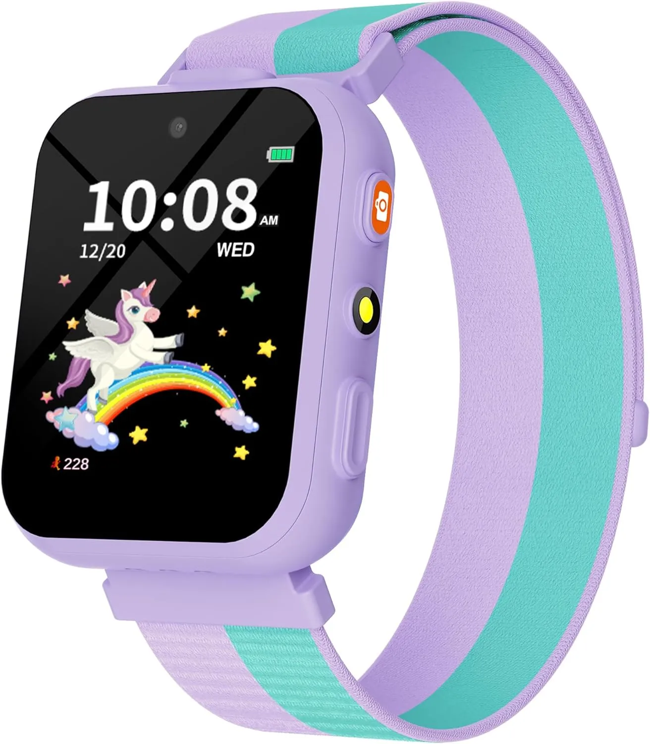 BIGGERFIVE Smart Watch for Kids with Dual Cameras, Two Straps, 30 Puzzle Games, Video & Music Player, Audiobooks, Flashlight, Pedometer, Educational Toys Birthday Gifts for Girls Ages 4-10 Lilac