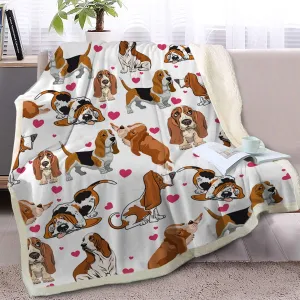 BlessLiving Red Hearts Dog Print Sherpa Plush Blanket Cute Puppy for Kids Adults 3D Animal Print Lightweight Blanket Bassett Hound Gifts Gift for Pet Lovers (Basset Hound,Twin, 60 x 80 Inches)