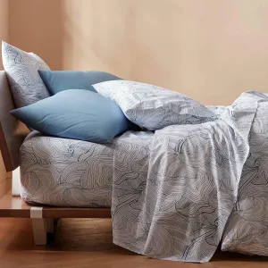 Brooklinen Luxury Sateen 4 Piece King Size Sheet Set in Oyster Blue - 100% Cotton Sateen Sheets - 1 Fitted Sheet, 1 Flat Sheet, 2 Pillowcases