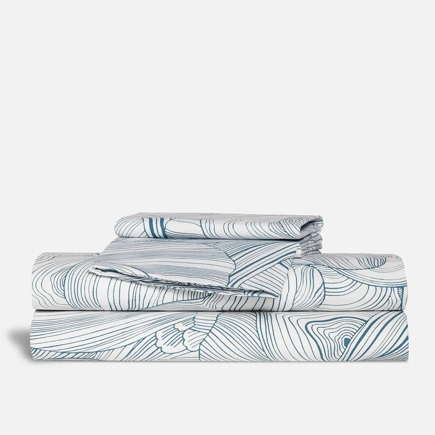 Brooklinen Luxury Sateen 4 Piece King Size Sheet Set in Oyster Blue - 100% Cotton Sateen Sheets - 1 Fitted Sheet, 1 Flat Sheet, 2 Pillowcases