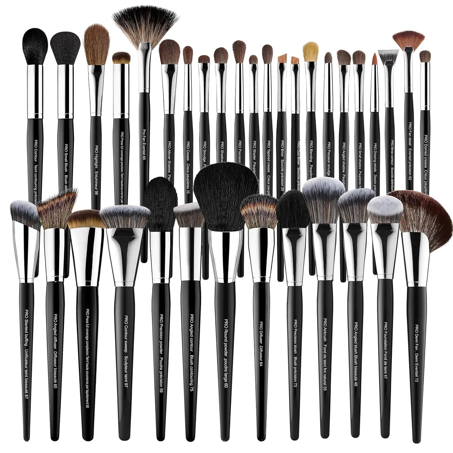 Bueart Design Professional Makeup Brush Set, 36-Piece Animal Hair Brushes with Barrel Case, Face and Eye Brushes for Powder, Foundation, Contour, Shadow