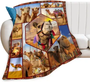 Camel Blanket Ultra Soft Cozy Camel Throw Blanket Fleece Fuzzy Plush Bedding Desert Camel Lovers Gifts for Women Girls Kids Adults 80"x60"