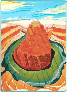 Camping Blanket, Puffy Waterproof Travel Blanket, Warm Cozy Picnic Blanket, for Outdoors, Travel, and Mountain.(Grand Canyon, 78" x 56")