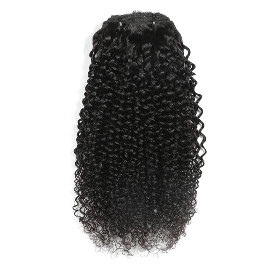 Clips in Human Hair Extensions Brazilian Curly Hair - 14" Natural Black (#1B) Hair Extensions