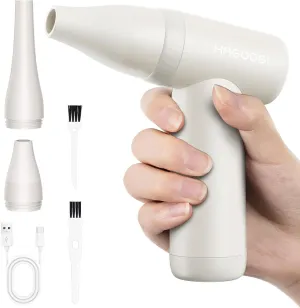 Compressed Air Duster, 120000RPM Electric Air Duster, 4 Gear Adjustable Air Blower for Keyboard Electric Devices Cleaning, Rechargeable Portbale Air Duster for Car, Home, Outdoors, White