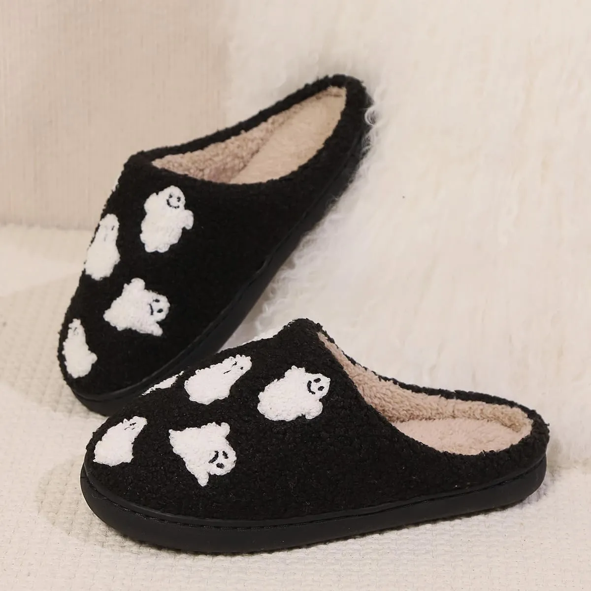 Cozy Furry Slippers for Women & Men, Bear Paw, Halloween, Christmas Designs, Warm Indoor Non-Slip Winter House Shoes