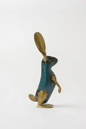 De Kulture Handcrafted Recycled Iron Gold Bunny Sitting Decorative Collectible Figurine showpiece Holiday décor Ideal for Garden Decoration, 4x1.9x8.8 (LWH) inches