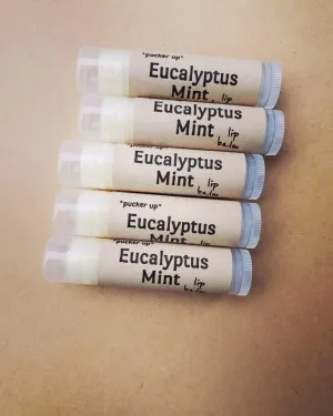 Eucalyptus Mint Lip Balm, Essential Oil Lip Balm, Natural Lip Care (Set of 5)