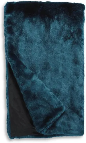 Fabulous-Furs Donna Salyers Couture Collection Sapphire Mink Faux Fur Throws, Sapphire, 60x86