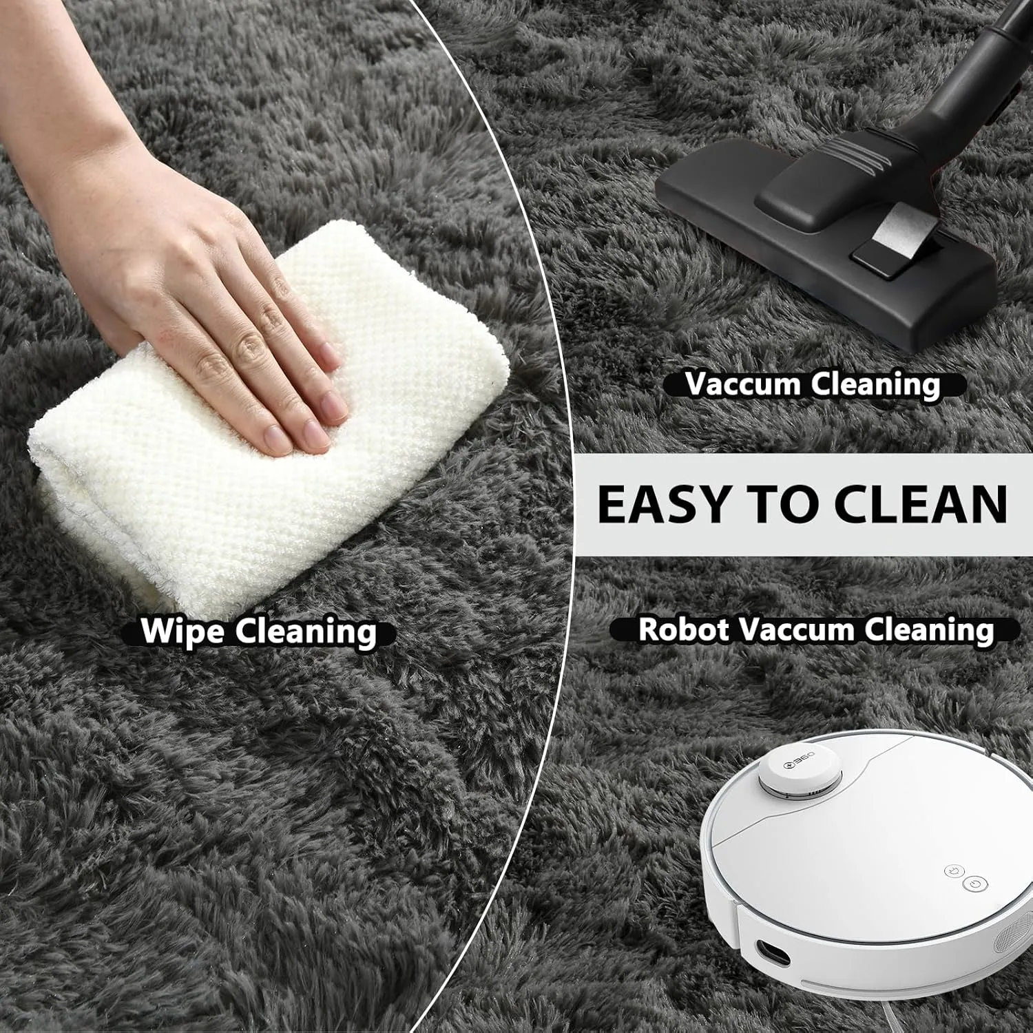 FinRèc Soft Dark Grey Rugs for Bedroom Living Room, 3x5 Feet Fuzzy Shaggy Area Rug, Non-Slip Fluffy Furry Shag Rug for Nursery Kids Room Dorm Room Home Decor, Indoor Plush Floor Carpet
