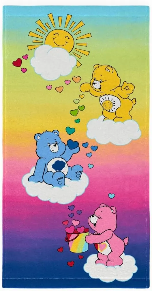 Franco Care Bears Rainbow Kids Super Soft Cotton Bath/Pool/Beach Towel, 58 in x 28 in, (Offical Licensed Product)