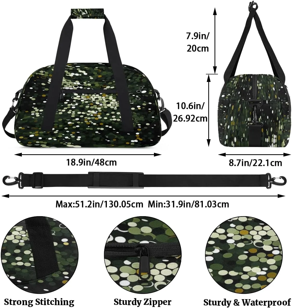 Glitter Sequin Kids Overnighter Duffel Bags for Boys, Carry-On Size Sports Gym Bag with Front Zipper Pocket for School Practice or Overnight Travel Weekender Sleepover Tote Bag