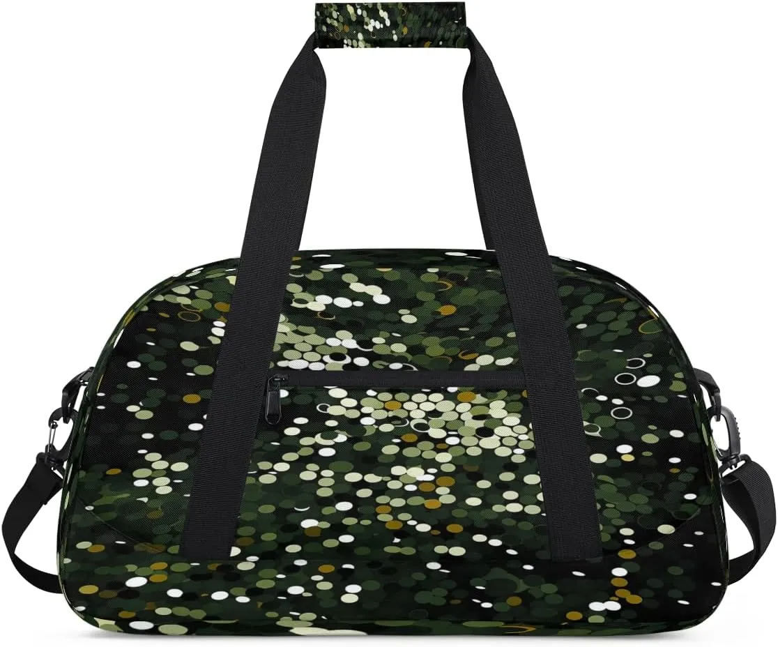 Glitter Sequin Kids Overnighter Duffel Bags for Boys, Carry-On Size Sports Gym Bag with Front Zipper Pocket for School Practice or Overnight Travel Weekender Sleepover Tote Bag