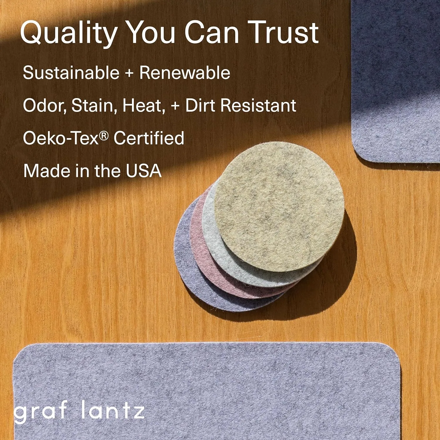 Graf Lantz - Bierfilzl Felt Coasters - Round - 100% Merino Wool - Moisture Wicking - Heat Resistant - Sustainable - Home Decor - Bar Decor - Housewarming Gift - 4 Coaster Set - 4" Circles - Black