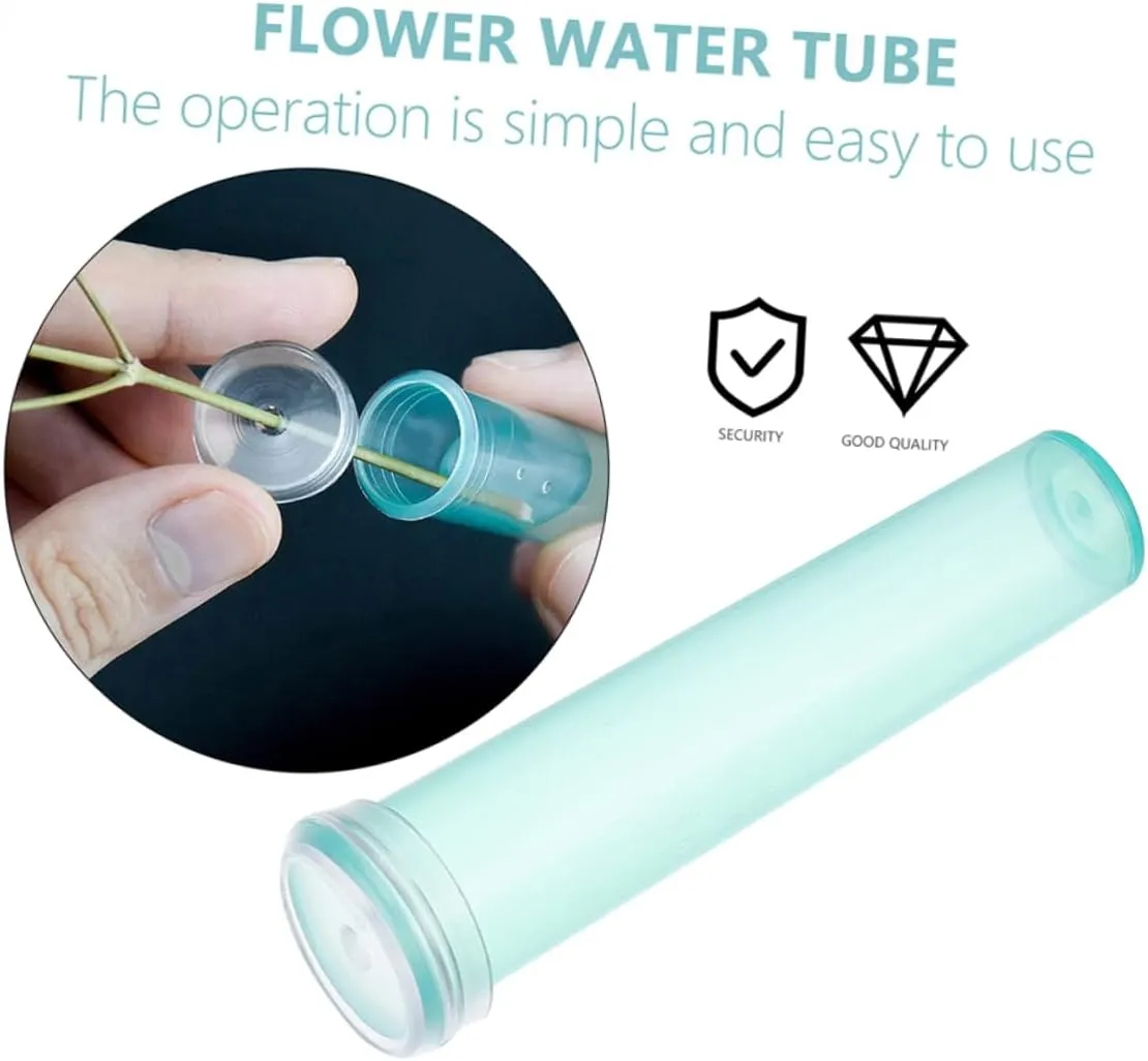 Happyyami Floral Water Tube Set of 180 Plastic Flower Tubes Caps Nutrient-Keeping for Home Decorations