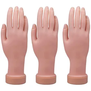 Hedume 3 Pack Practice Hand, Nail Trainning Practice Hand, Fake Hand for Nails Practice, Flexible Movable Fake Hand Manicure Practice Tool for Nail Art Training