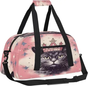 Holiday Cats Kids Overnighter Duffel Bags for Boys, Carry-On Size Sports Gym Bag with Front Zipper Pocket for School Practice or Overnight Travel Weekender Sleepover Tote Bag