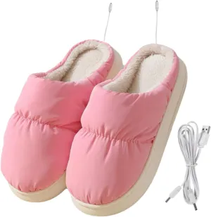 Homoyoyo Keep Your Feet Toasty 1 Pair Reusable Foot Warmer Plush Heating Shoes for Winter Home Use