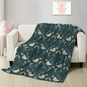 Hummingbird Flannel Throw Blanket Soft Cozy Bird Flower Blanket for Couch Bed Outdoor Hummingbird Gifts for Women Green Blanket Lightweight and Durable 60"x80"for Adults