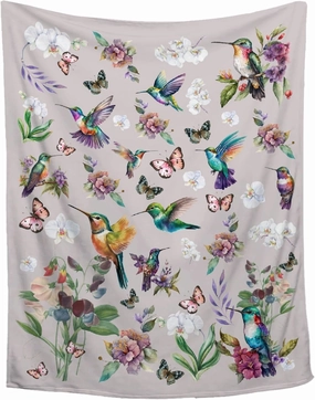 Hummingbird Throw Blanket Butterfly Hummingbirds Theme Blanket for Women Girls Hummingbird Gifts for Bird Lovers Bird Flower Blanket for Couch Bed Outdoor 60"x80"for Adults