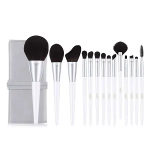 JSEIAJB 14 Pieces of Plain Brocade Makeup Brush Set Full Set of Eye Shadow Brush Powder Blusher Brush Beauty Tools